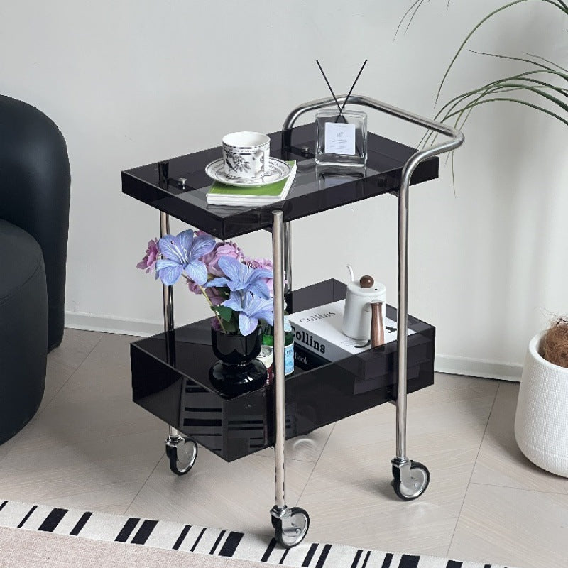 Minimalist Acrylic Metal 2-Tier Side Table