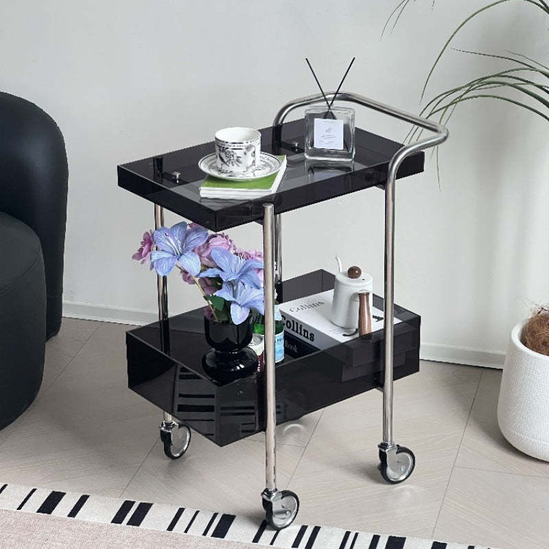 Minimalist Acrylic Metal 2-Tier Side Table — Gray