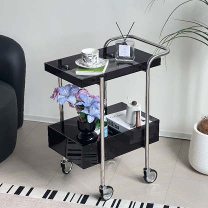 Minimalist Acrylic Metal 2-Tier Side Table — Gray