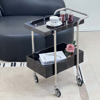 Minimalist Acrylic Metal 2-Tier Side Table