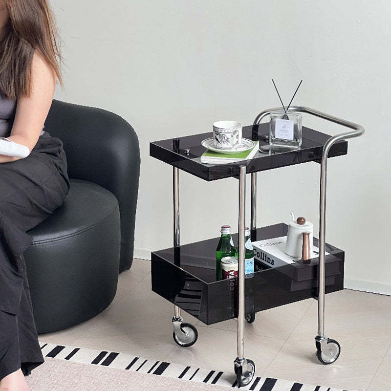 Minimalist Acrylic Metal 2-Tier Side Table
