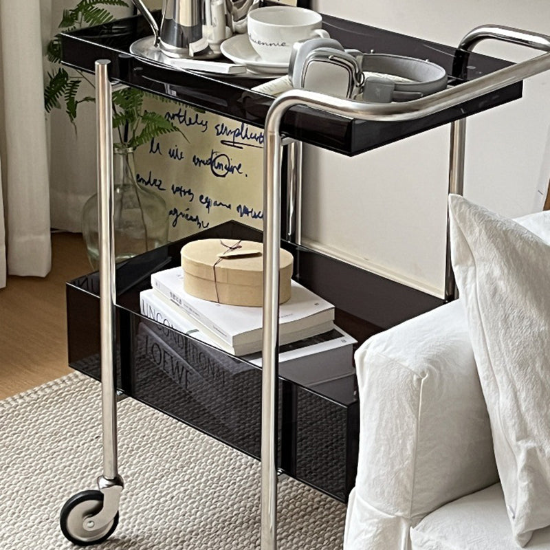Minimalist Acrylic Metal 2-Tier Side Table
