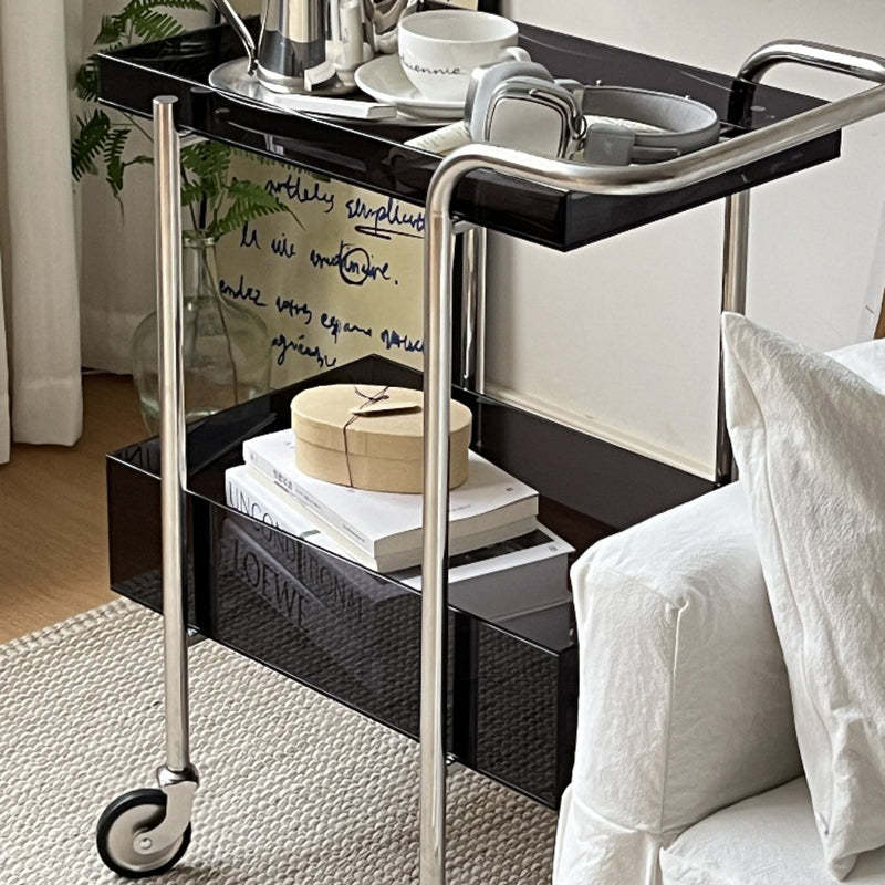 Minimalist Acrylic Metal 2-Tier Side Table