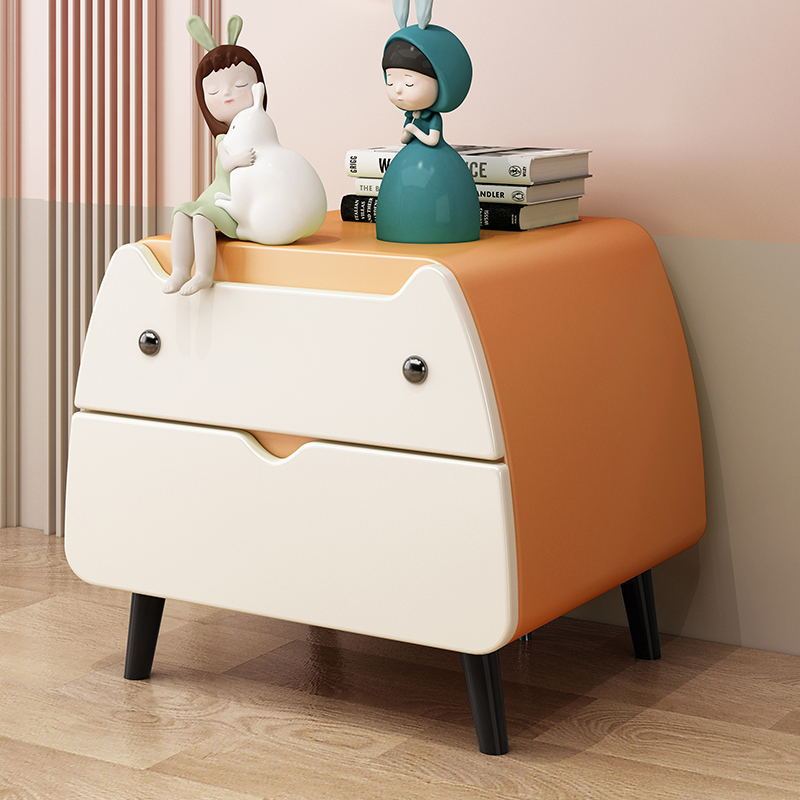 Contemporary Microfiber Leather 2-Drawer Footstool