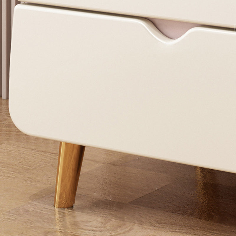 Contemporary Microfiber Leather 2-Drawer Footstool — Gold Feet + Orange