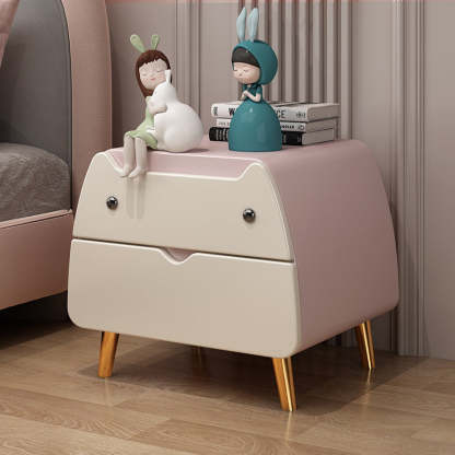 Contemporary Microfiber Leather 2-Drawer Footstool