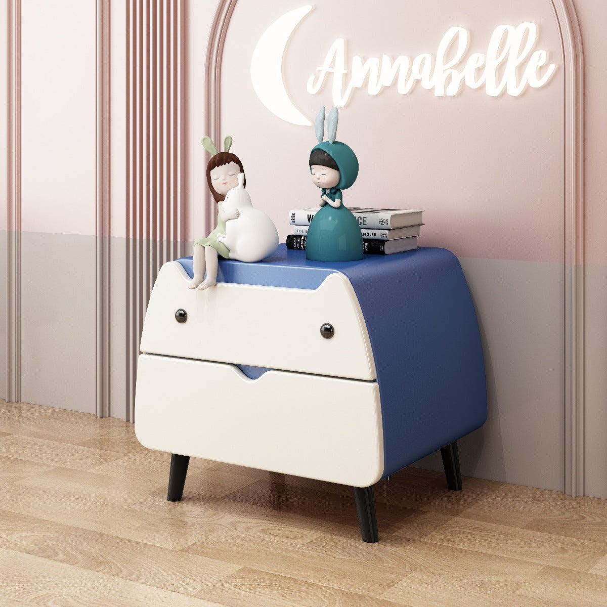 Contemporary Microfiber Leather 2-Drawer Footstool