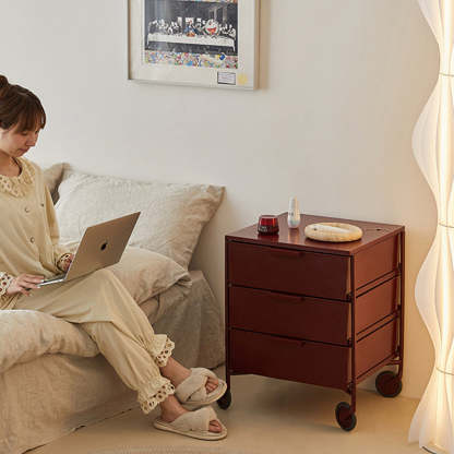Nordic Iron 3-Drawer Movable Side Table