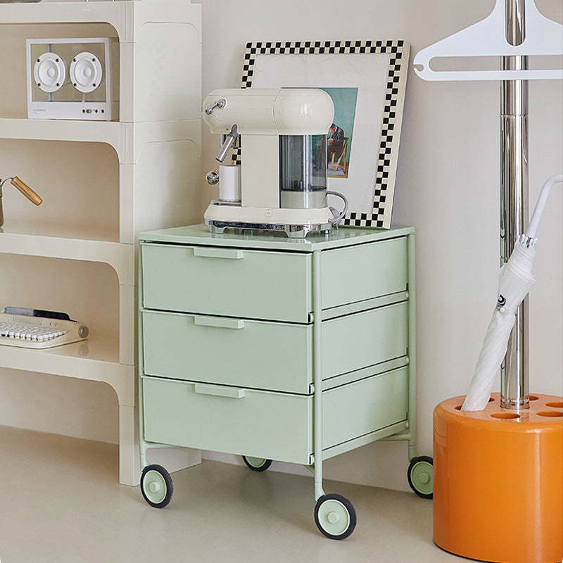 Nordic Iron 3-Drawer Movable Side Table — White
