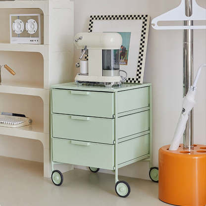 Nordic Iron 3-Drawer Movable Side Table — White
