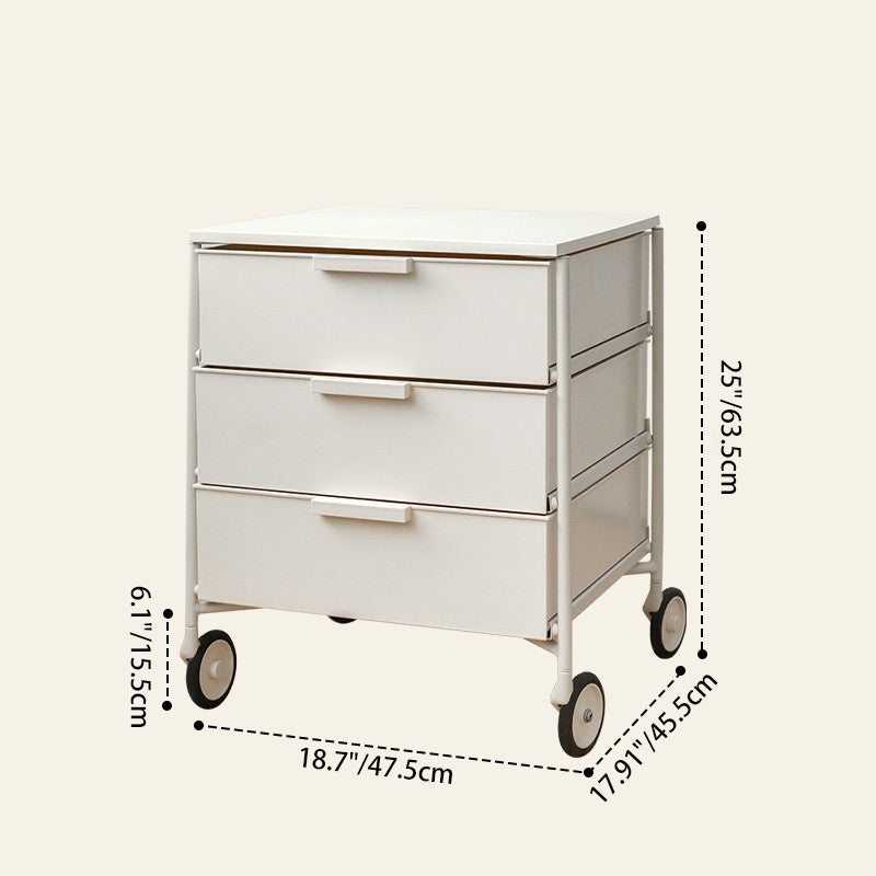 Nordic Iron 3-Drawer Movable Side Table — Red