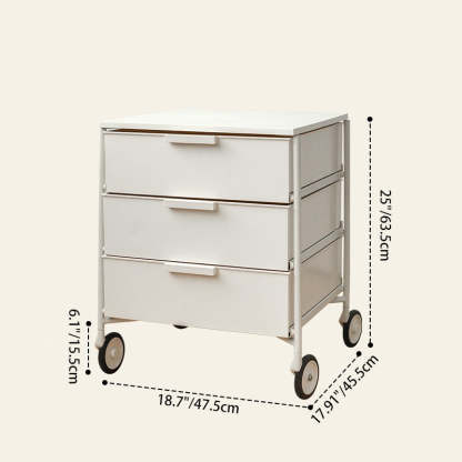 Nordic Iron 3-Drawer Movable Side Table — Red