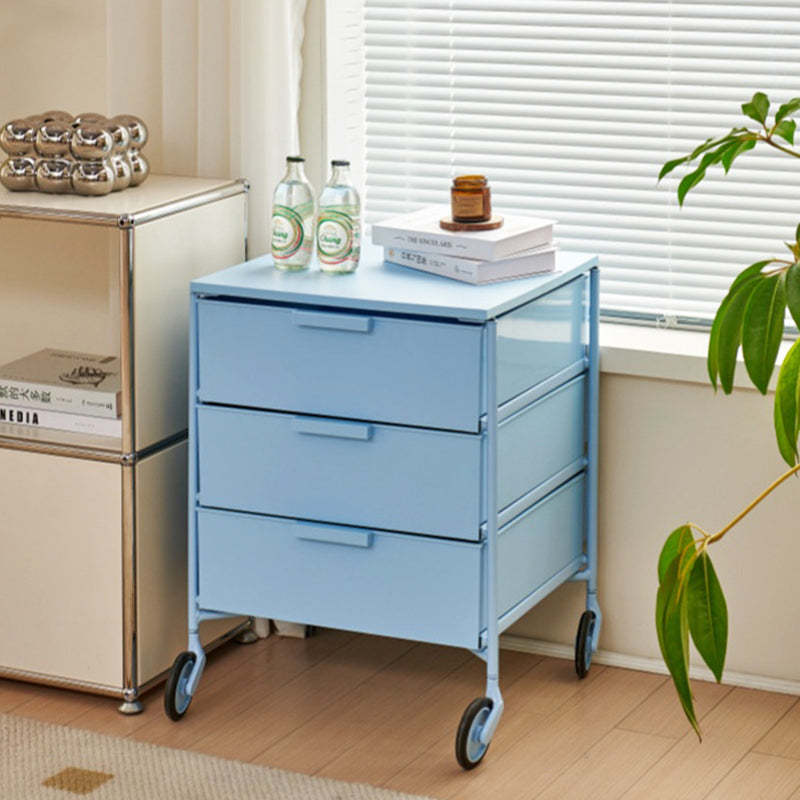 Nordic Iron 3-Drawer Movable Side Table — Green