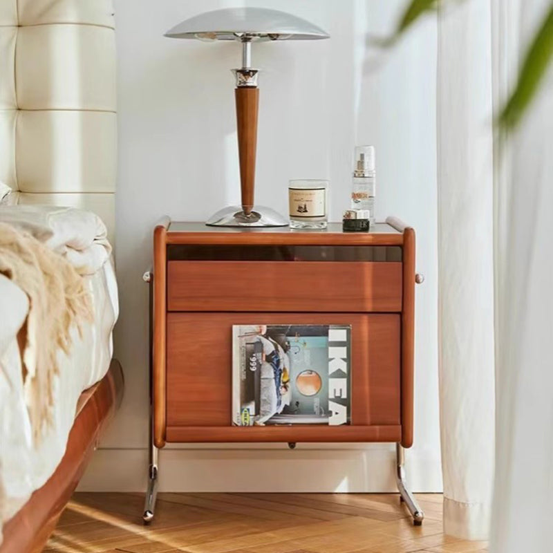 Vintage Wood 2-Drawer Nightstand