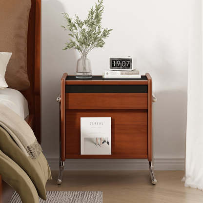 Vintage Wood 2-Drawer Nightstand — Pine Wood