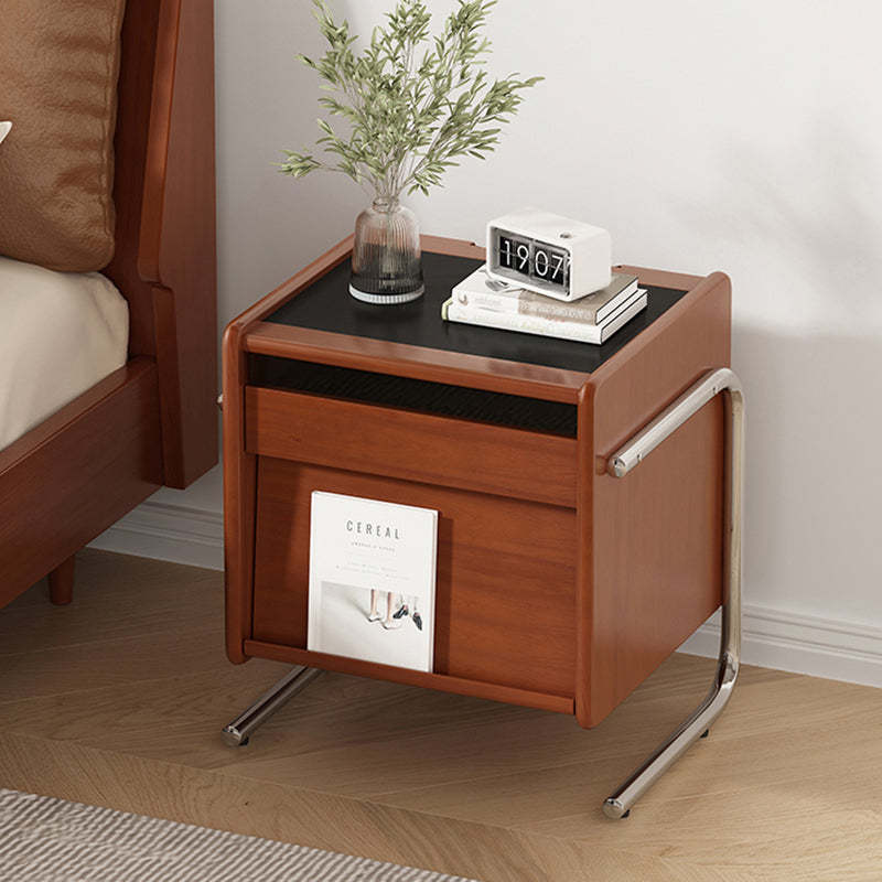 Vintage Wood 2-Drawer Nightstand — Cherry Wood