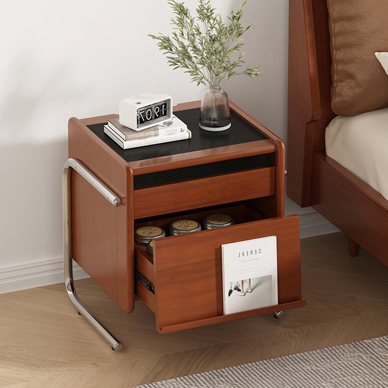 Vintage Wood 2-Drawer Nightstand