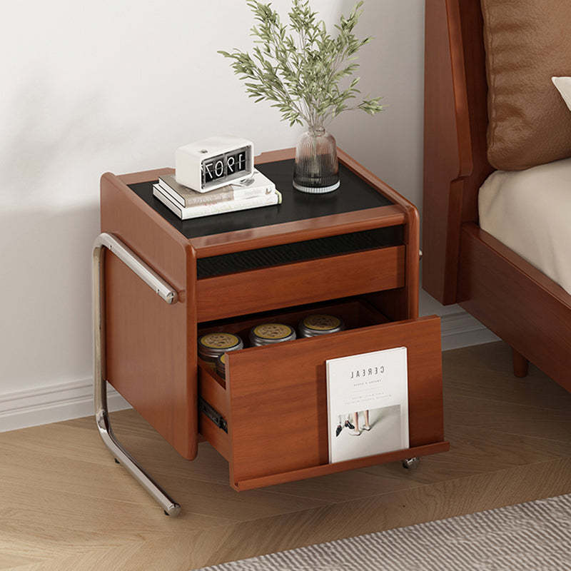 Vintage Wood 2-Drawer Nightstand