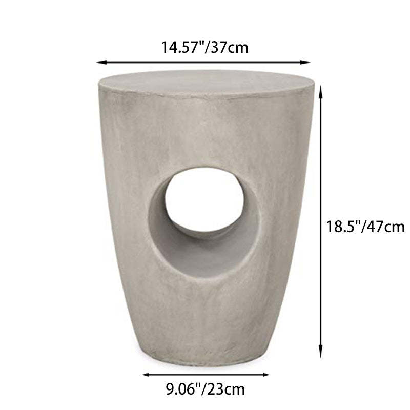 Contemporary Magnesium Oxide Round Tree-Hollow Side Table