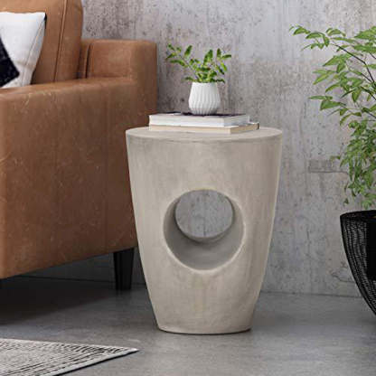 Contemporary Magnesium Oxide Round Tree-Hollow Side Table