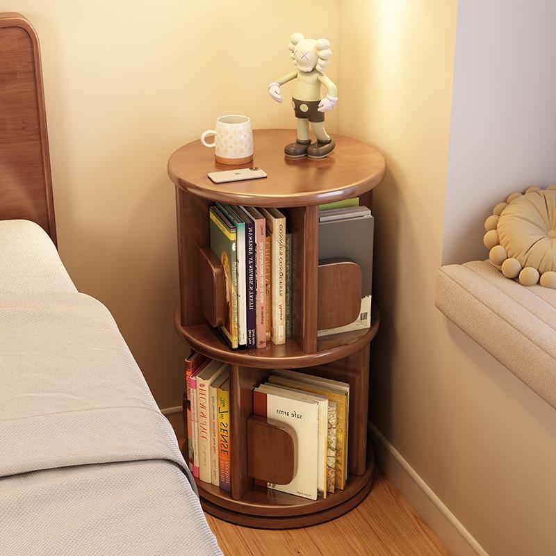 Minimalist Wood Round 2/3/4/5-Tier Rotating Bookshelf