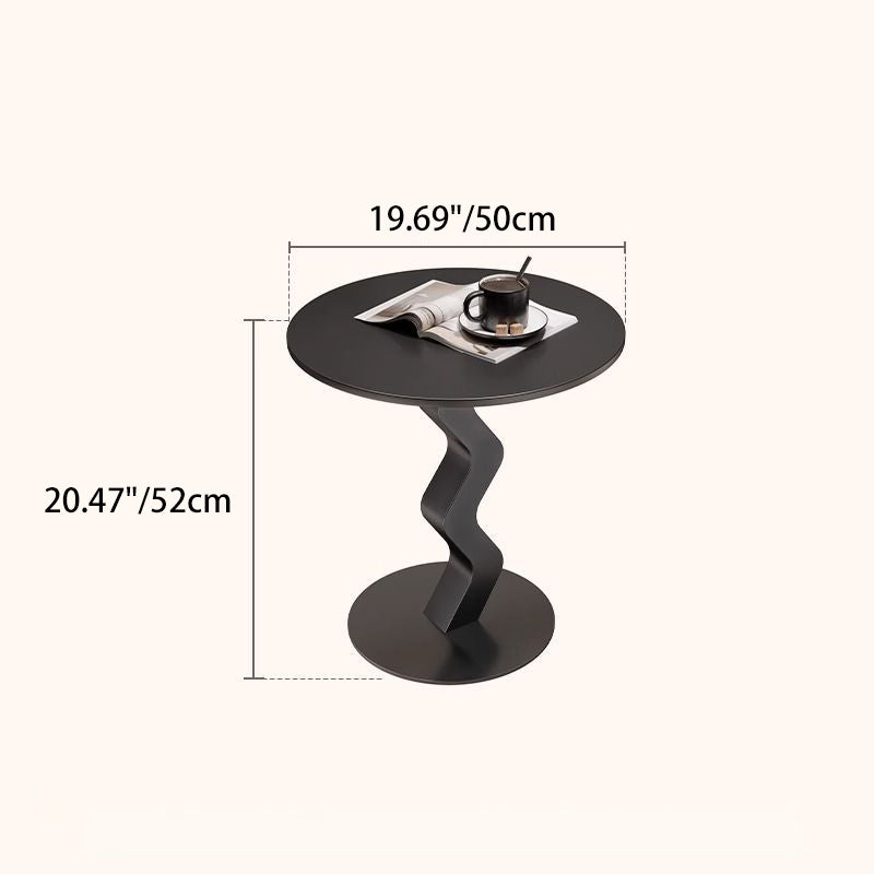 Minimalist Iron Stone Wave Base Side Table