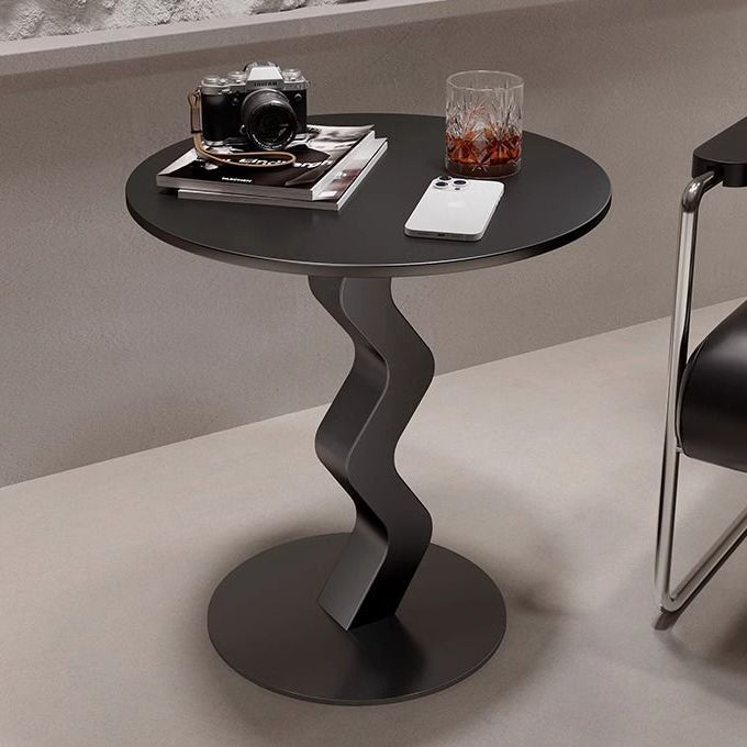 Minimalist wave base iron stone glass end & side tables