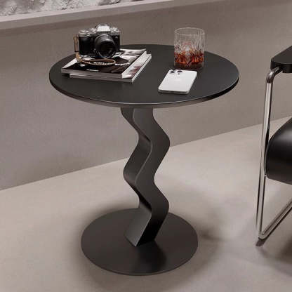 Minimalist Iron Stone Wave Base Side Table