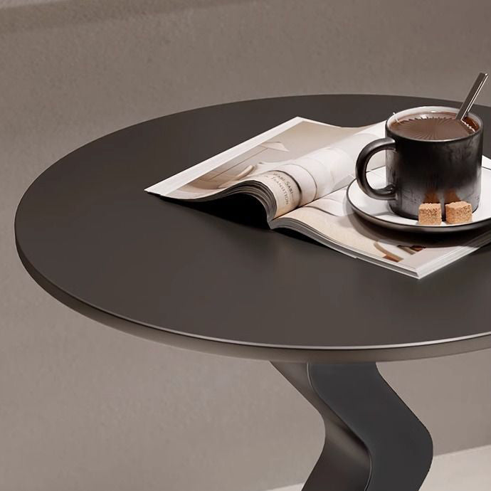 Minimalist Iron Stone Wave Base Side Table