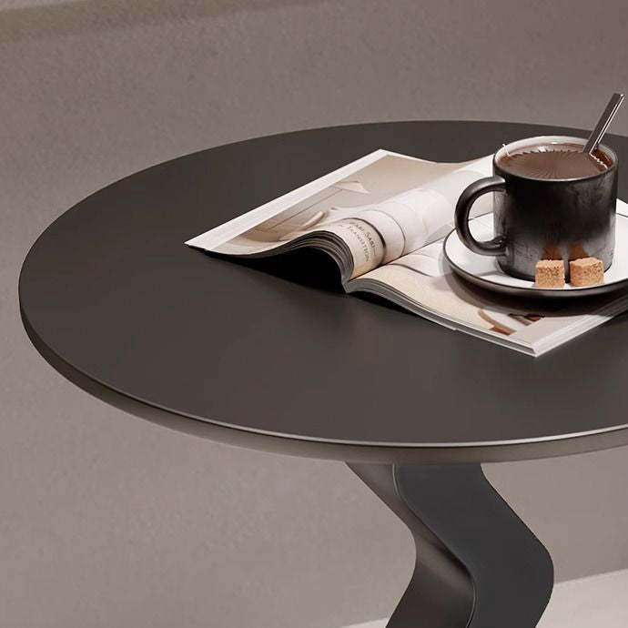 Minimalist Iron Stone Wave Base Side Table
