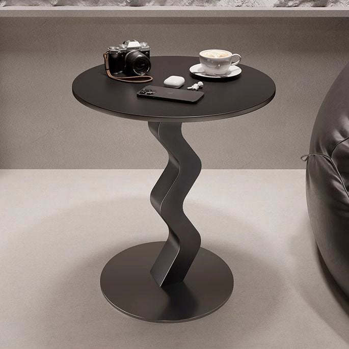 Minimalist Iron Stone Wave Base Side Table