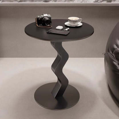Minimalist Iron Stone Wave Base Side Table