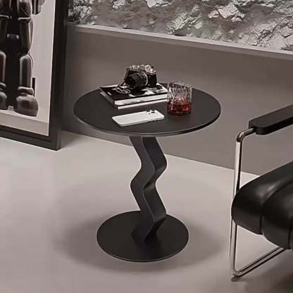 Minimalist Iron Stone Wave Base Side Table