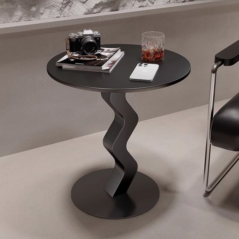 Minimalist Iron Stone Wave Base Side Table