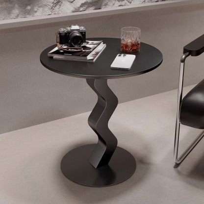 Minimalist Iron Stone Wave Base Side Table