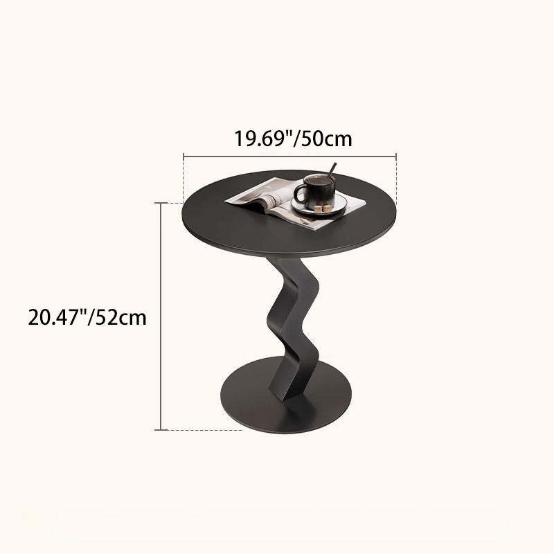 Minimalist Iron Stone Wave Base Side Table