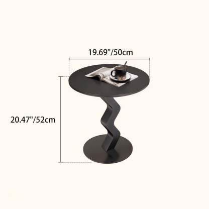 Minimalist Iron Stone Wave Base Side Table