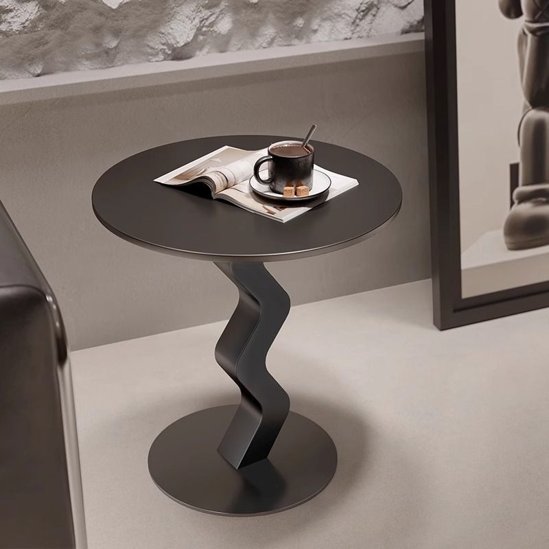 Minimalist Iron Stone Wave Base Side Table