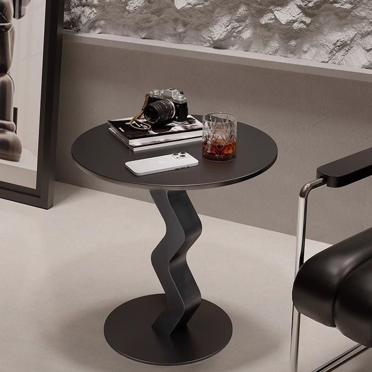 Minimalist Iron Stone Wave Base Side Table