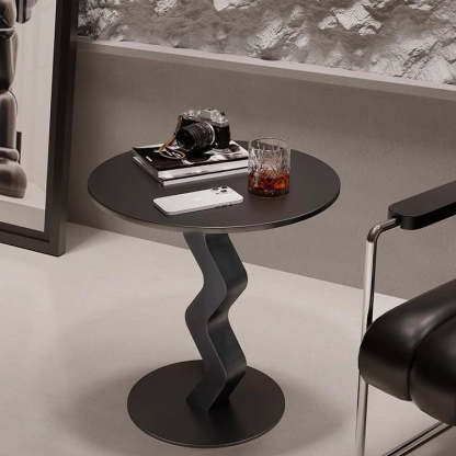 Minimalist Iron Stone Wave Base Side Table