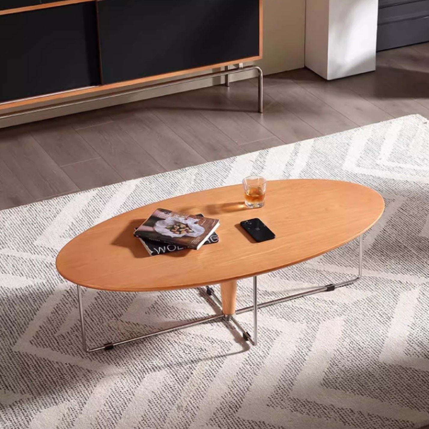 Mid-Century Wood Side Table — Cherry Wood Color