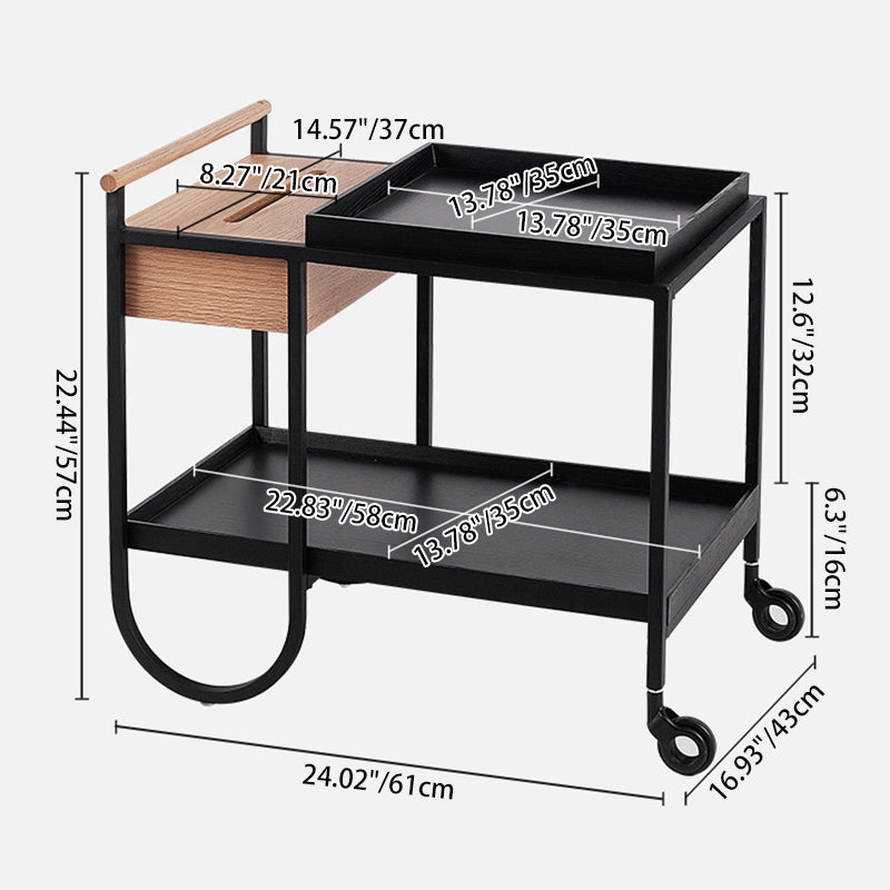 Minimalist Metal 2-Tier Movable Storage Cart