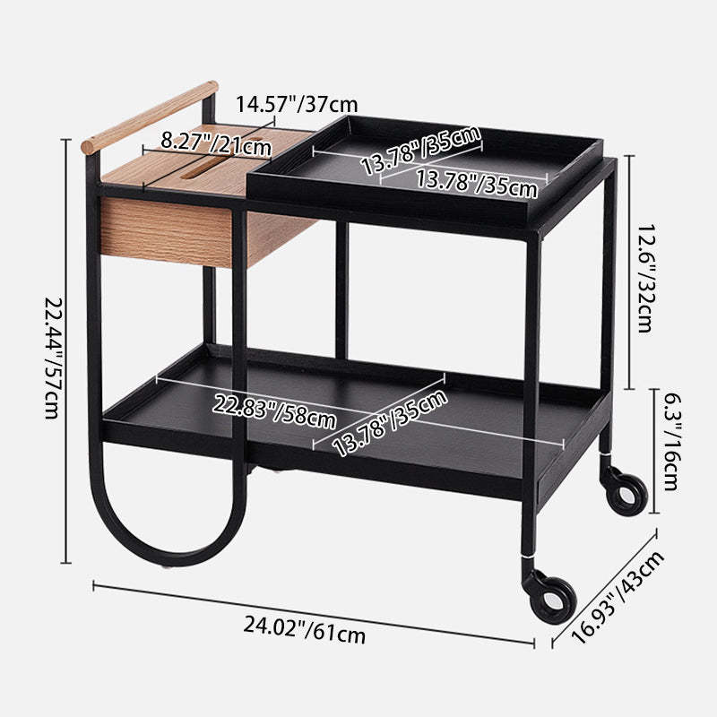 Minimalist Metal 2-Tier Movable Storage Cart