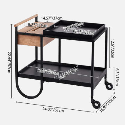 Minimalist Metal 2-Tier Movable Storage Cart