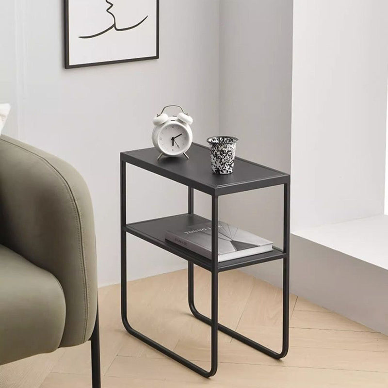 Minimalist Iron 2-Tier Side Table — White