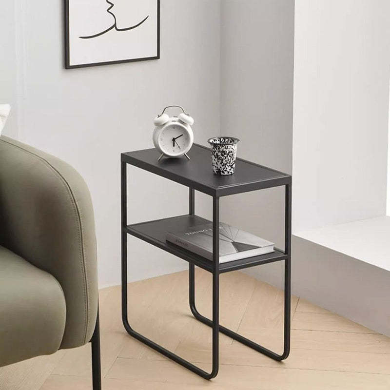 Minimalist Iron 2-Tier Side Table — White