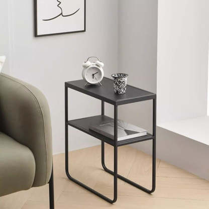 Minimalist Iron 2-Tier Side Table — White