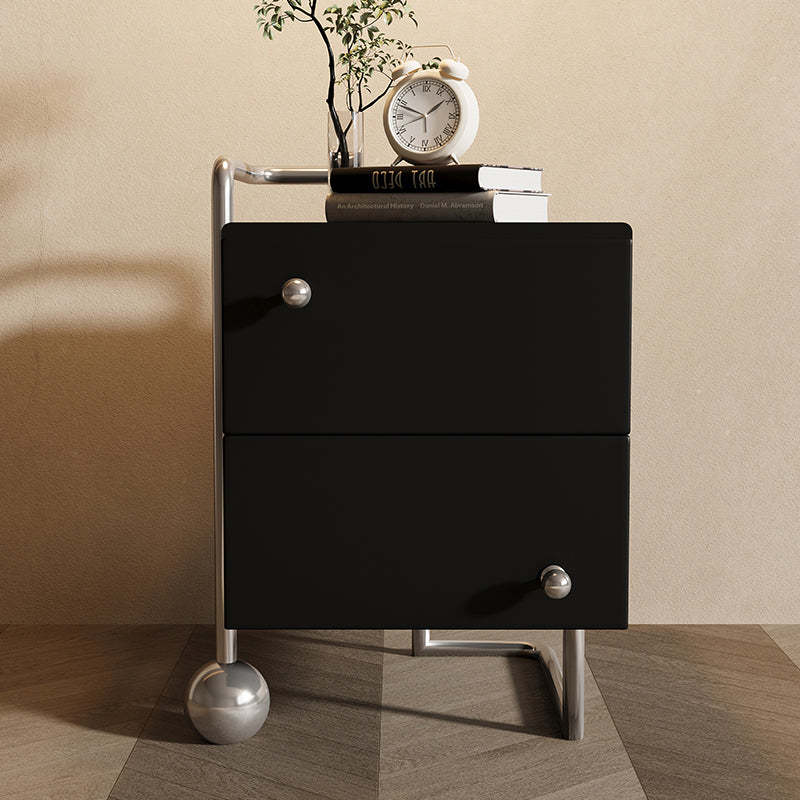 Nordic Wood Steel 2-Drawer Nightstand — Left