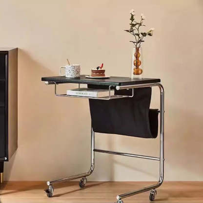 Mid-Century Plank Bedroom Nightstand — Black