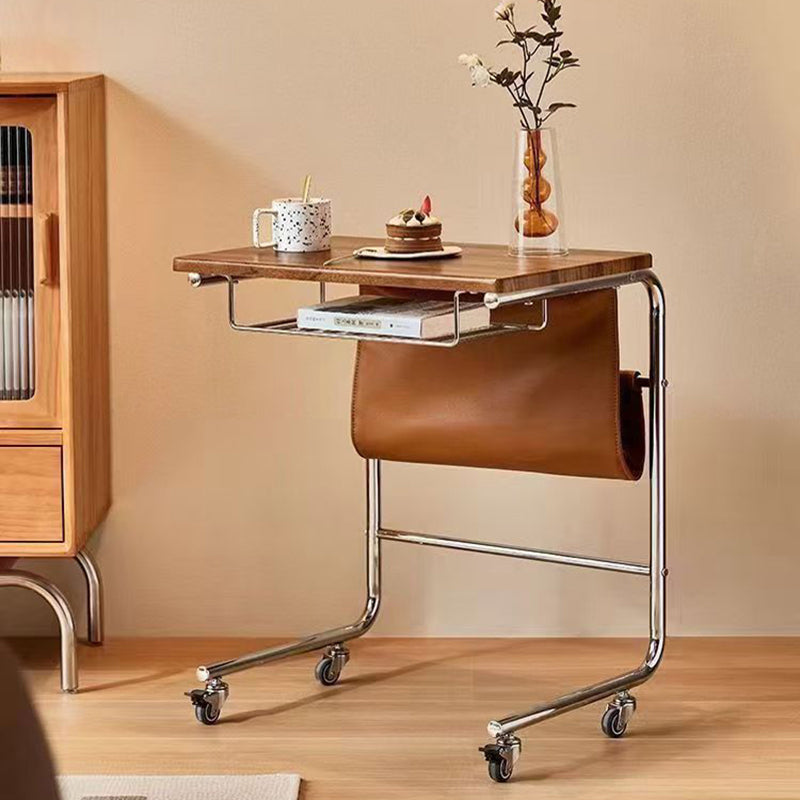 Mid-Century Plank Bedroom Nightstand — Walnut Color